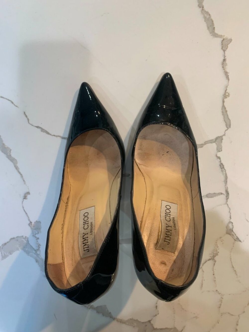 Jimmy Choo Abel Pumps Black Patent Leather Pointed Toe Heel - Picture 5 of 7